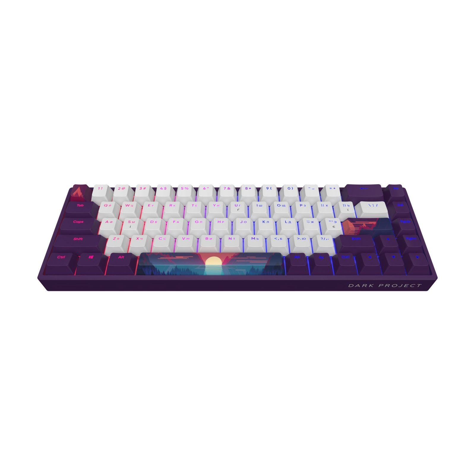 Клавіатура Dark Project 68 Sunrise PBT RGB Mech G3MS Sapphire Violet/White - Зображення 5