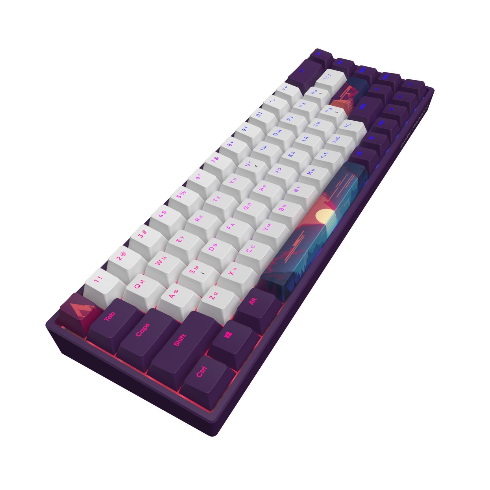 Клавіатура Dark Project 68 Sunrise PBT RGB Mech G3MS Sapphire Violet/White - Зображення 2
