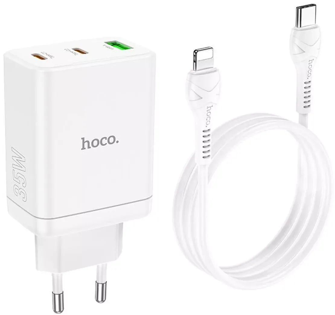 ЗП HOCO N33 Start triple PD35W(2C1A) (Type-C to iP) White - Зображення 2