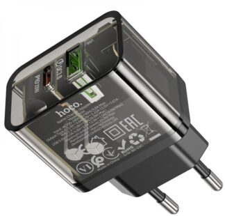 ЗП HOCO N34 Dazzling dual PD20W+QC3.0 Transparent Black