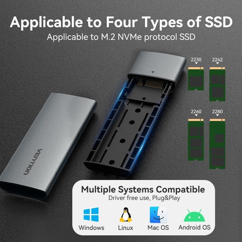 Карман Vention M.2 NGFF SSD Enclosure USB 3.1 Gen 1-C - Зображення 2
