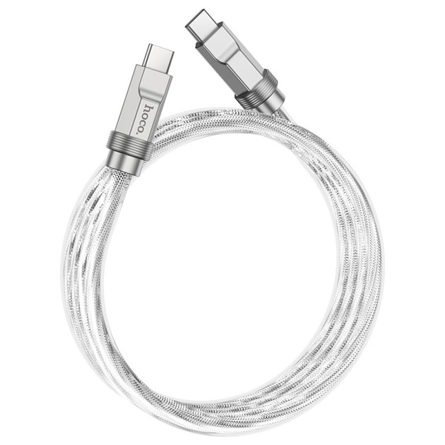 Кабель HOCO U113 Solid 100W silicone charging data cable Type-C to Type-C Gold - Зображення 4