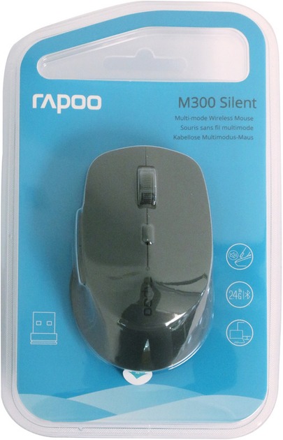 Миша RAPOO М300 Silent wireless multi-mode, сіра - Зображення 6