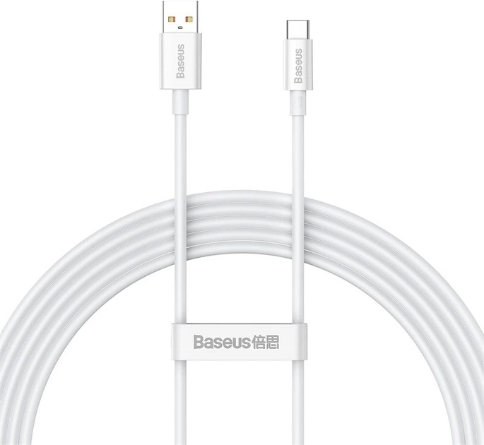 Кабель Baseus Superios Series Fast Charge USB to Type-C 100W Moon White - Зображення 3