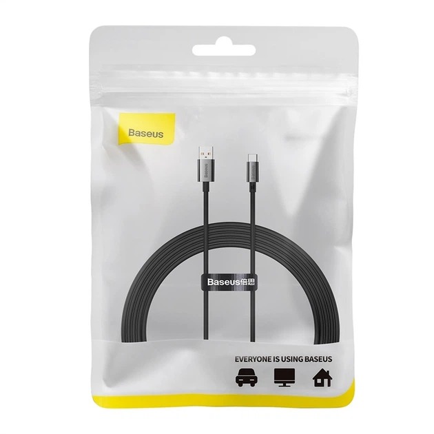 Кабель Baseus Superios Series Fast Charge USB to Type-C 100W Cluster Black - Зображення 4