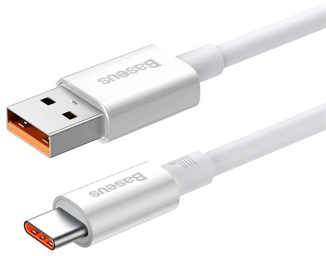 Кабель Baseus Superios Series Fast Charge USB to Type-C 100W Moon White